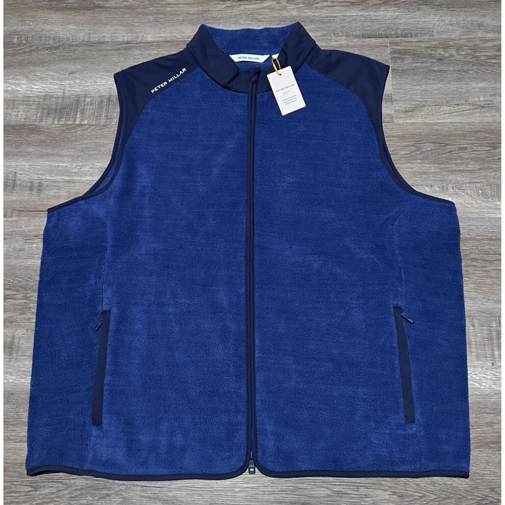 NEW Peter Millar Crown Sport Men's Size 2XL Full Zip Fleece Golf Fade Vest XXL